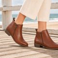 Women's Easy-Zip Orthopedic Booties for All-Day Wear - Brown