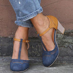 Women's Orthopedic T-Strap Block Heeled Shoes