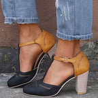 Women's Orthopedic T-Strap Block Heeled Shoes