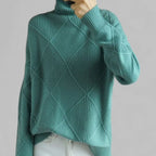 Women's Oversized Argyle Knit Turtlenecks Sweater