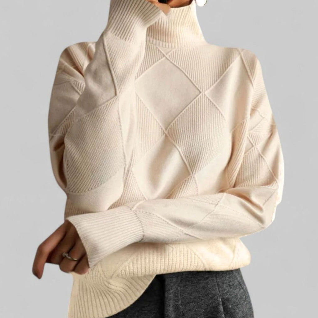 Women's Oversized Argyle Knit Turtlenecks Sweater