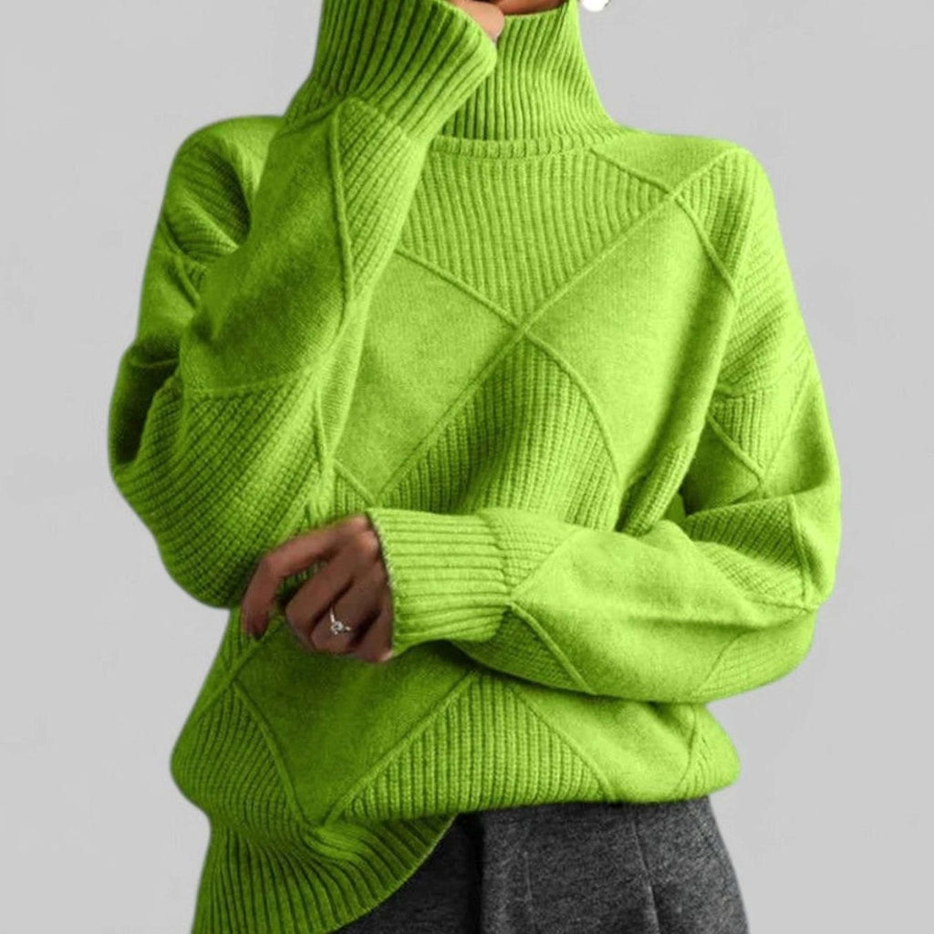 Women's Oversized Argyle Knit Turtlenecks Sweater