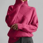 Women's Oversized Argyle Knit Turtlenecks Sweater
