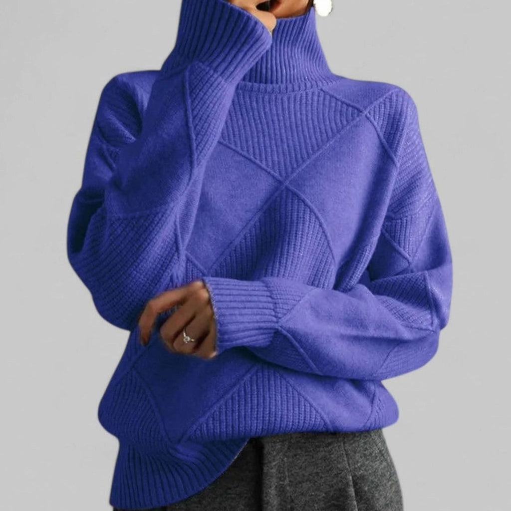 Women's Oversized Argyle Knit Turtlenecks Sweater