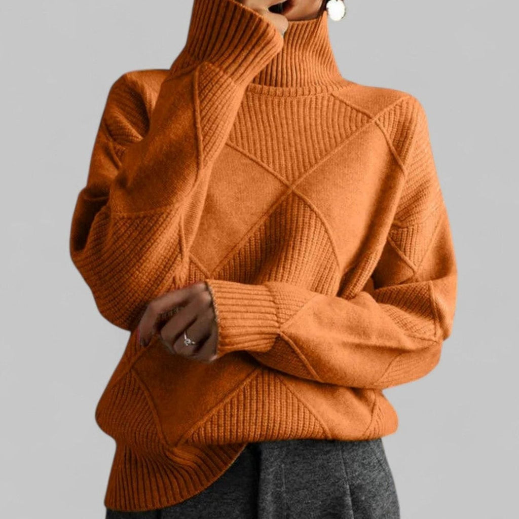 Women's Oversized Argyle Knit Turtlenecks Sweater