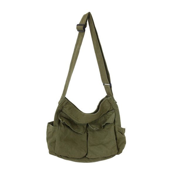 Women's Oversized Black Canvas Tote Bag Crossbody Messenger