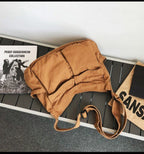 Women's Oversized Black Canvas Tote Bag Crossbody Messenger