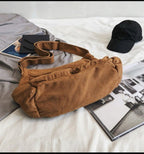 Women's Oversized Black Canvas Tote Bag Crossbody Messenger