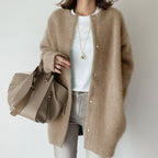 Women's Oversized Button-Front Fuzzy Knit Winter Cardigan