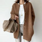 Women's Oversized Button-Front Fuzzy Knit Winter Cardigan