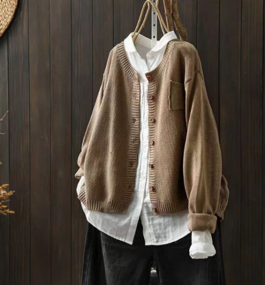 Women's Oversized Button-Front Knit Cardigan Sweater