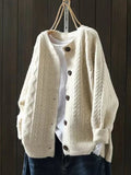 Women's Oversized Cable-Knit Button-Down Cardigan Sweater