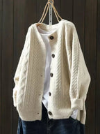 Women's Oversized Cable-Knit Button-Down Cardigan Sweater