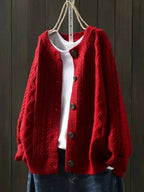 Women's Oversized Cable-Knit Button-Down Cardigan Sweater