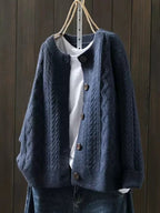 Women's Oversized Cable-Knit Button-Down Cardigan Sweater