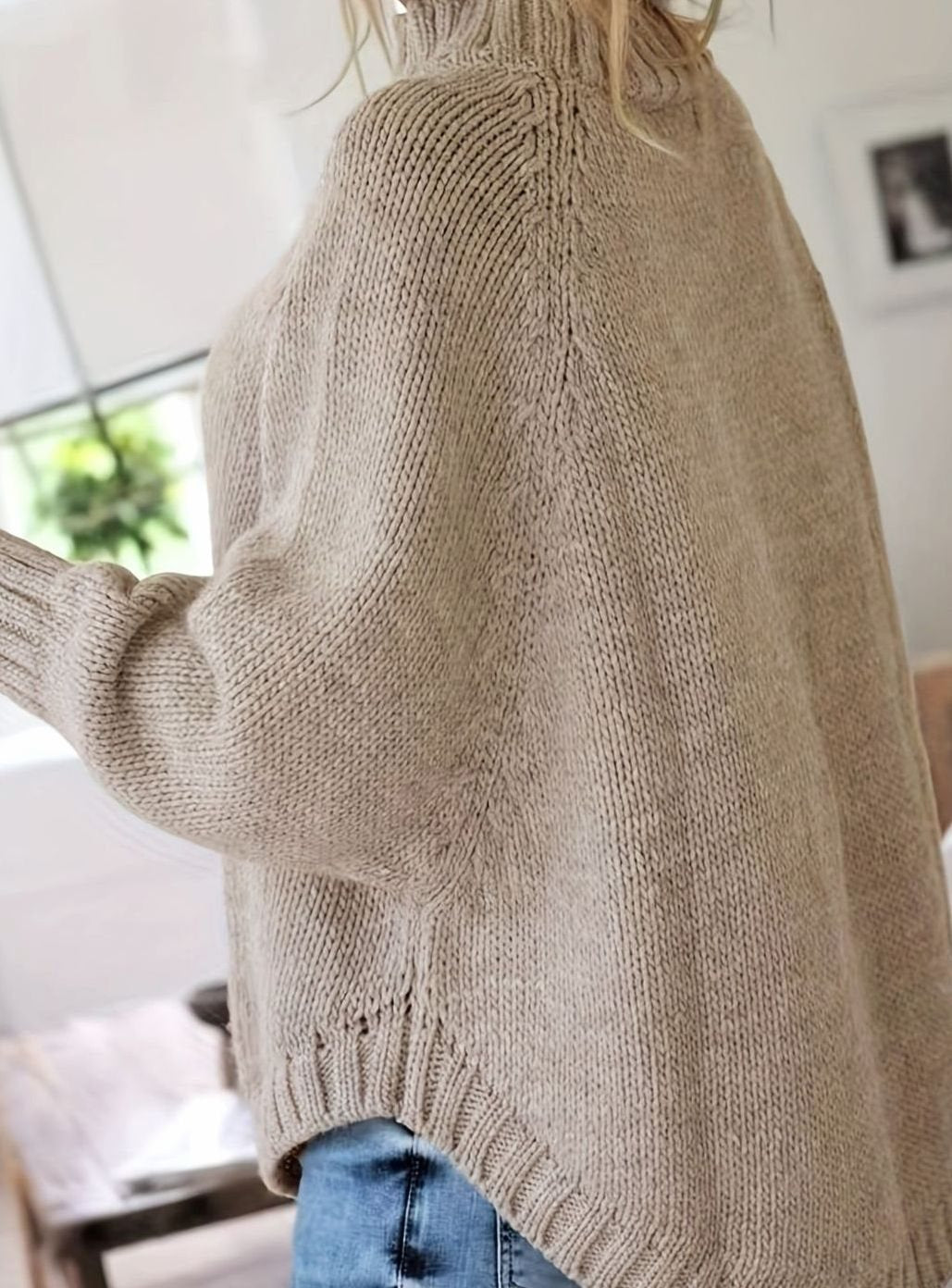 Women's Slouchy Mock-Neck Cable Sweater