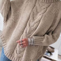 Women's Slouchy Mock-Neck Cable Sweater - Khaki