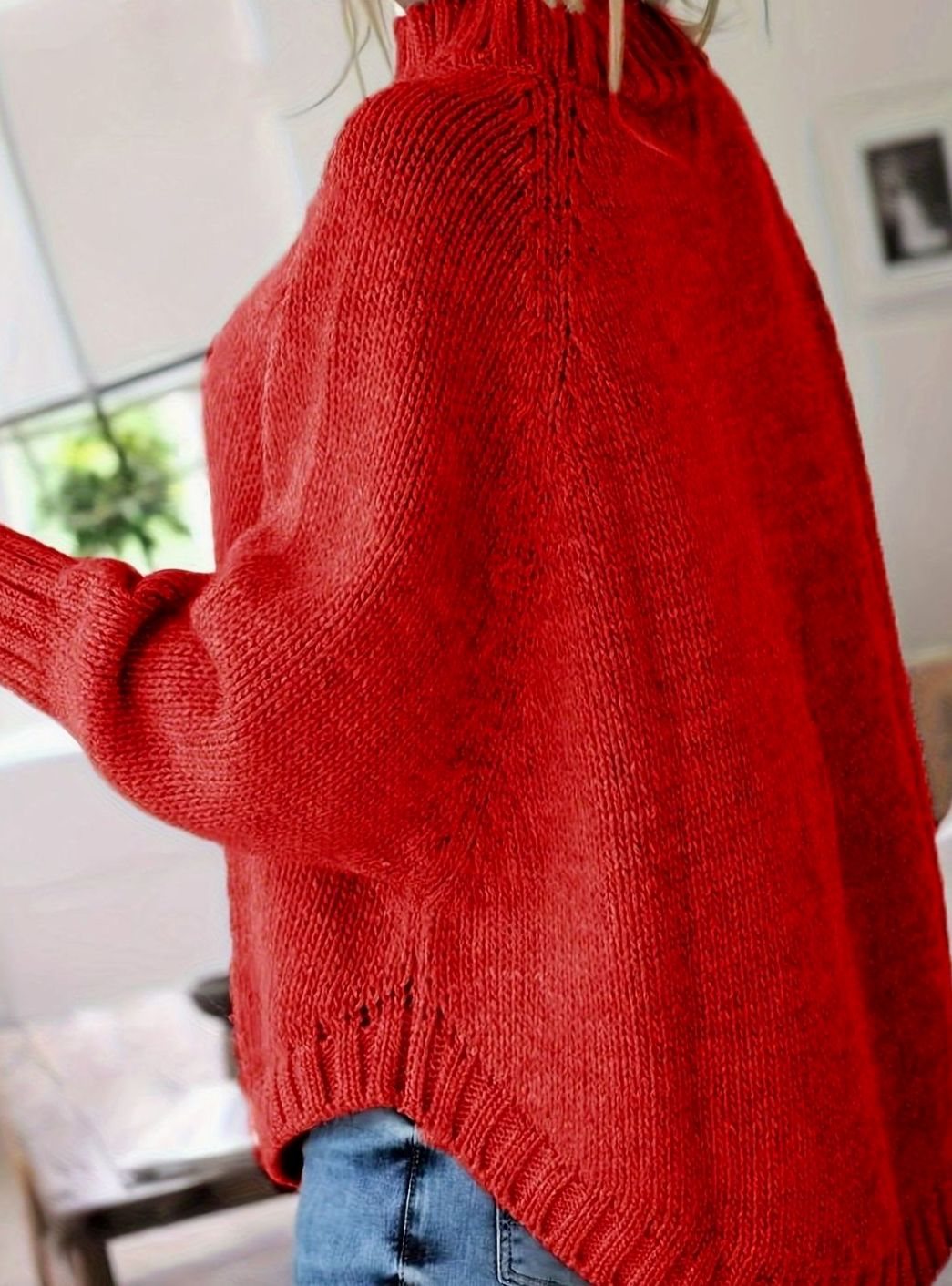 Women's Slouchy Mock-Neck Cable Sweater