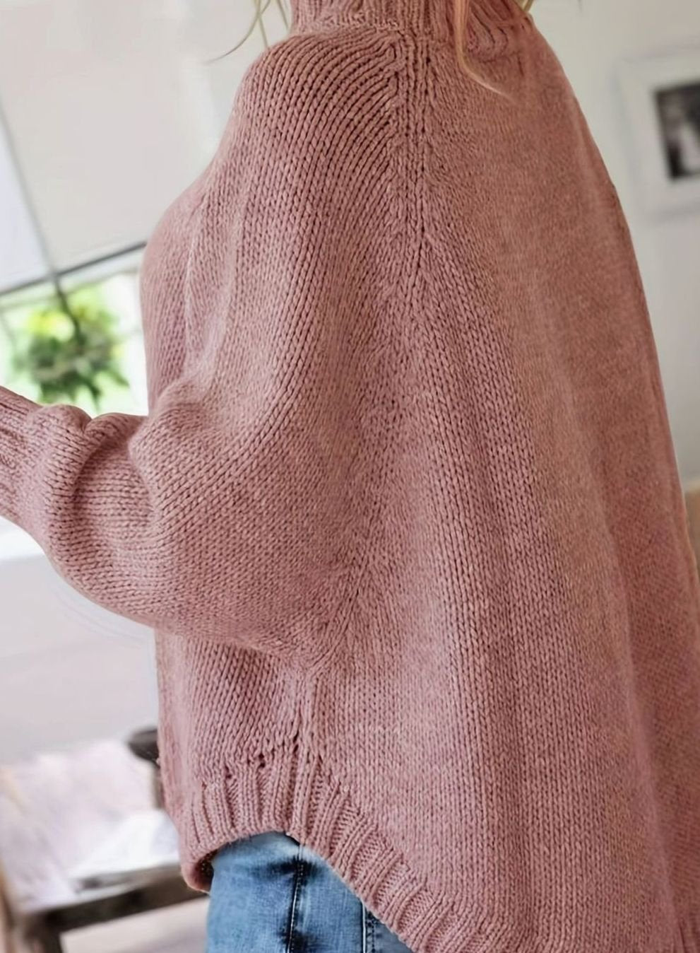 Women's Slouchy Mock-Neck Cable Sweater