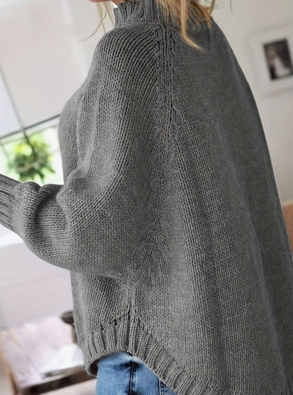 Women's Slouchy Mock-Neck Cable Sweater
