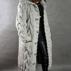 Women's Oversized Cable Knit Hooded Button Cardigan