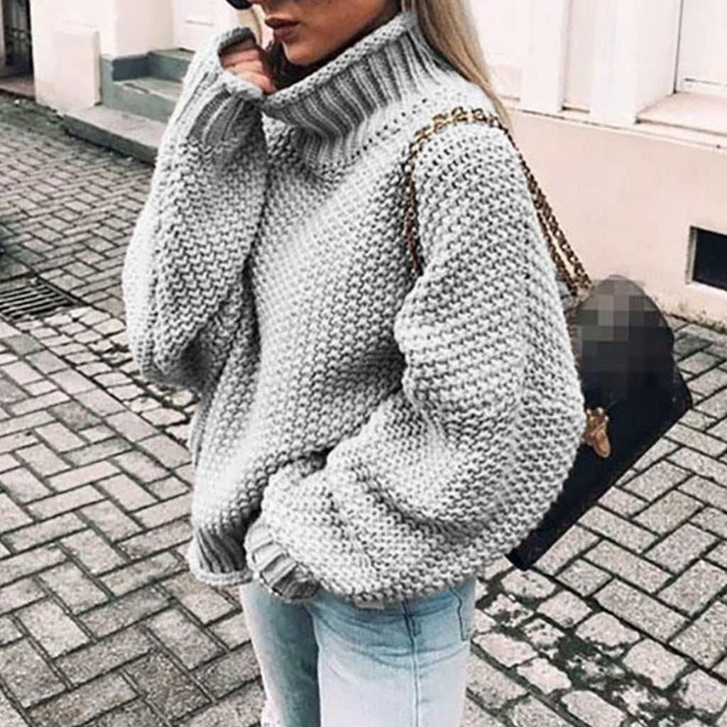 Women's Oversized Chunky Knit Turtleneck Sweater