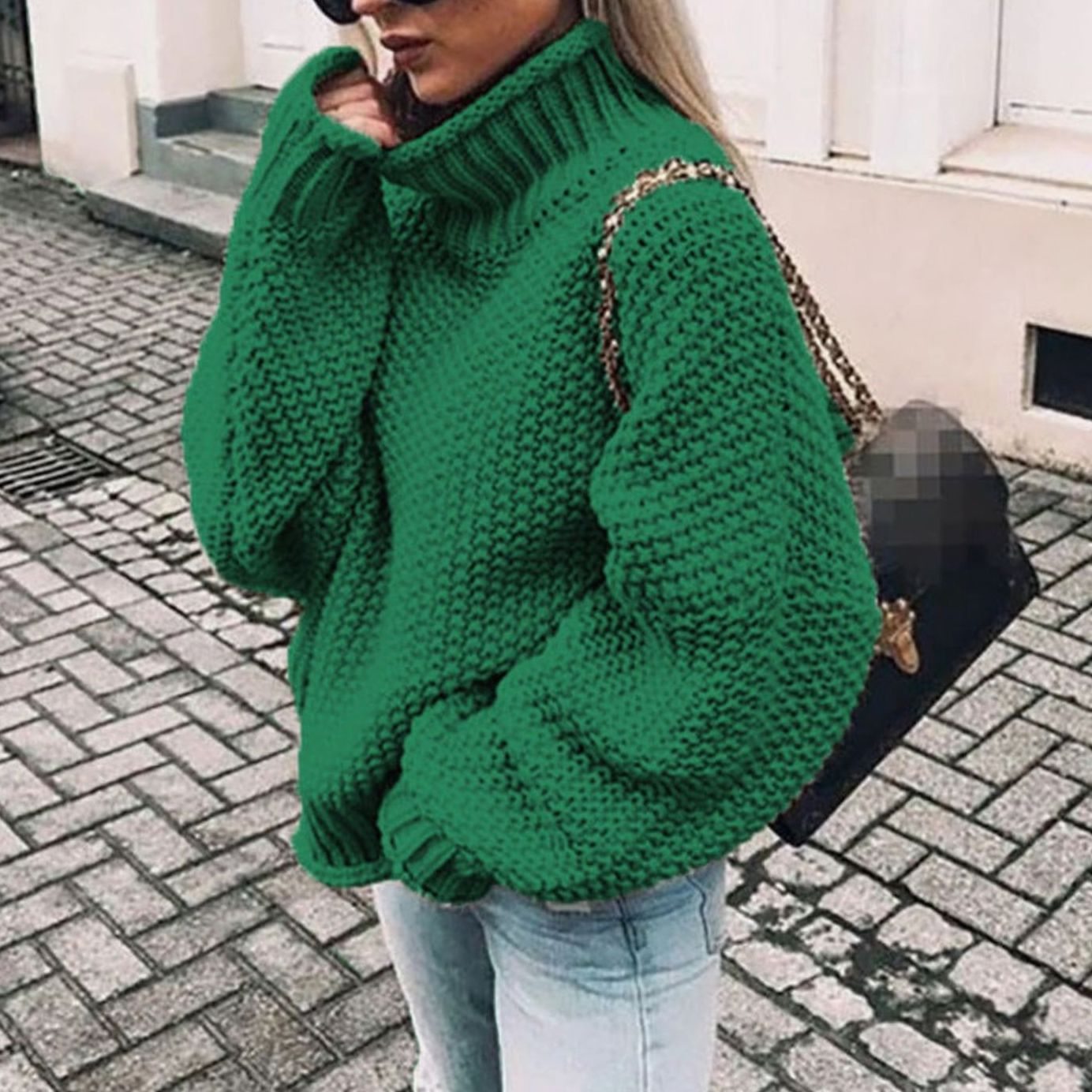 Women's Oversized Chunky Knit Turtleneck Sweater