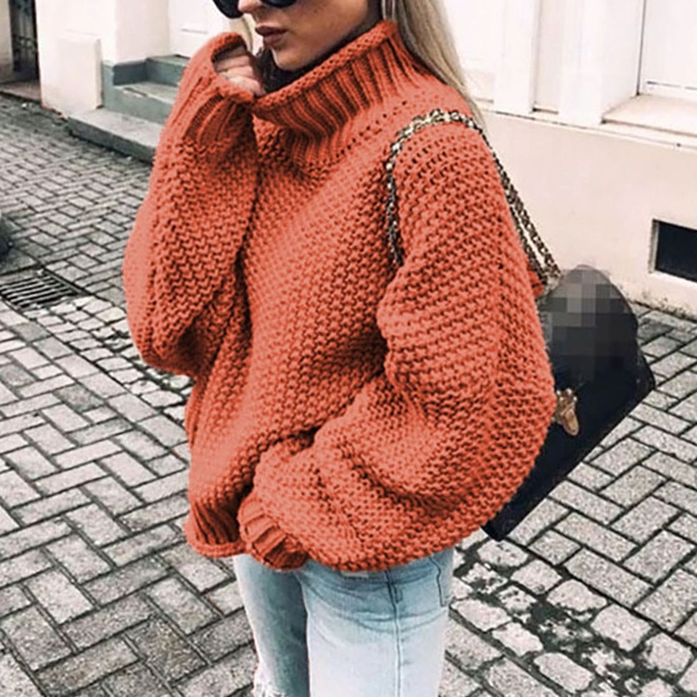 Women's Oversized Chunky Knit Turtleneck Sweater