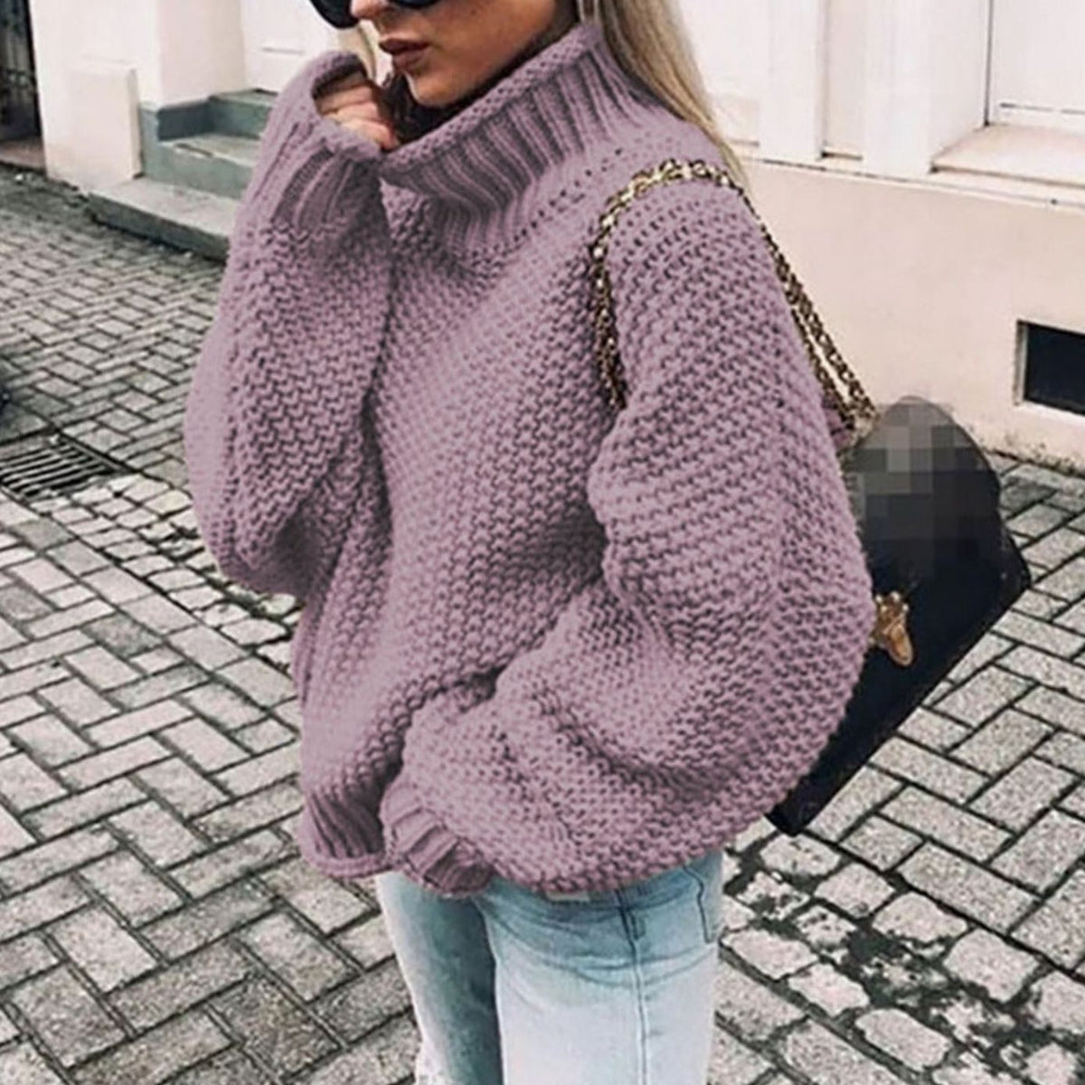 Women's Oversized Chunky Knit Turtleneck Sweater