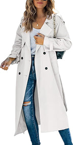 Women's Oversized Double-Breasted Belted Longline Trench Coat