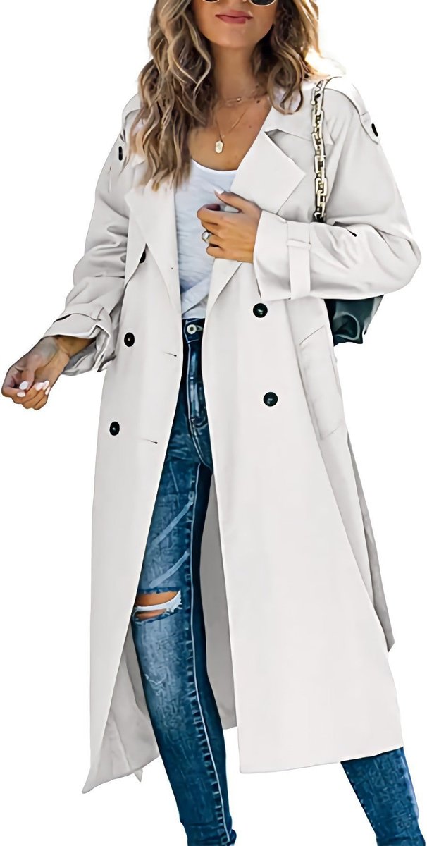 Women's Oversized Double-Breasted Belted Longline Trench Coat