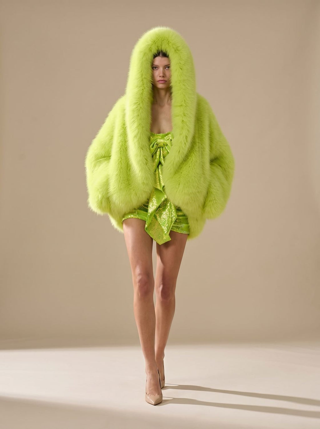 Women's Oversized Hooded Faux Fur Long Sleeve Winter Coat