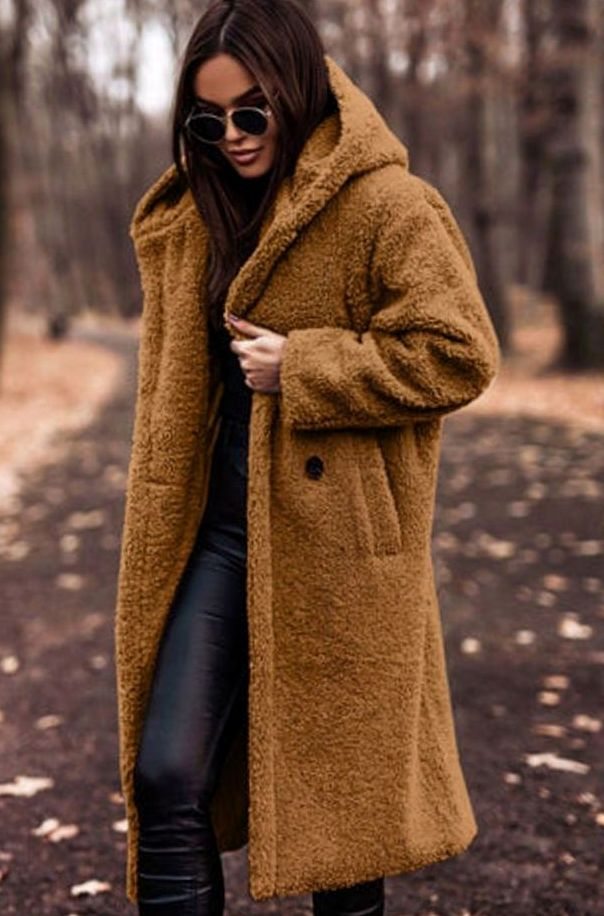 Women's Oversized Hooded Faux Fur Long Winter Coat