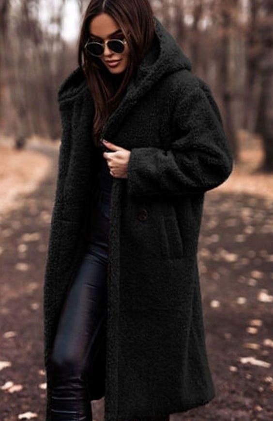 Women's Oversized Hooded Faux Fur Long Winter Coat