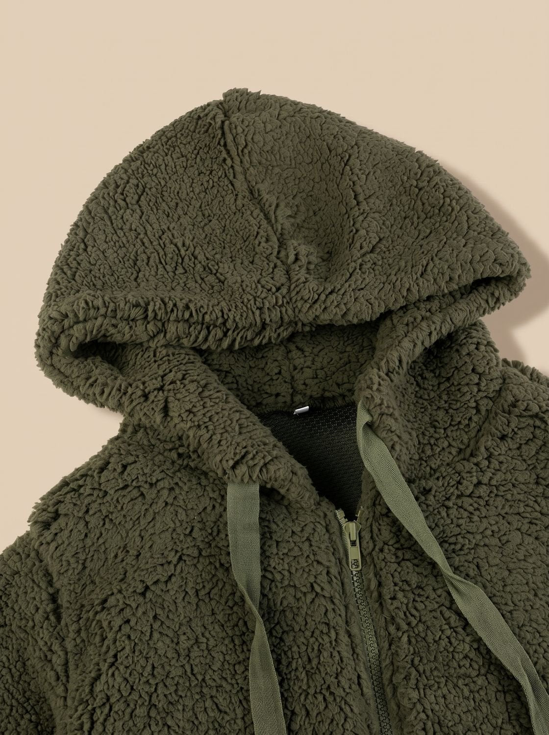 Women's Relaxed Teddy Coat with Hood and Full Zip