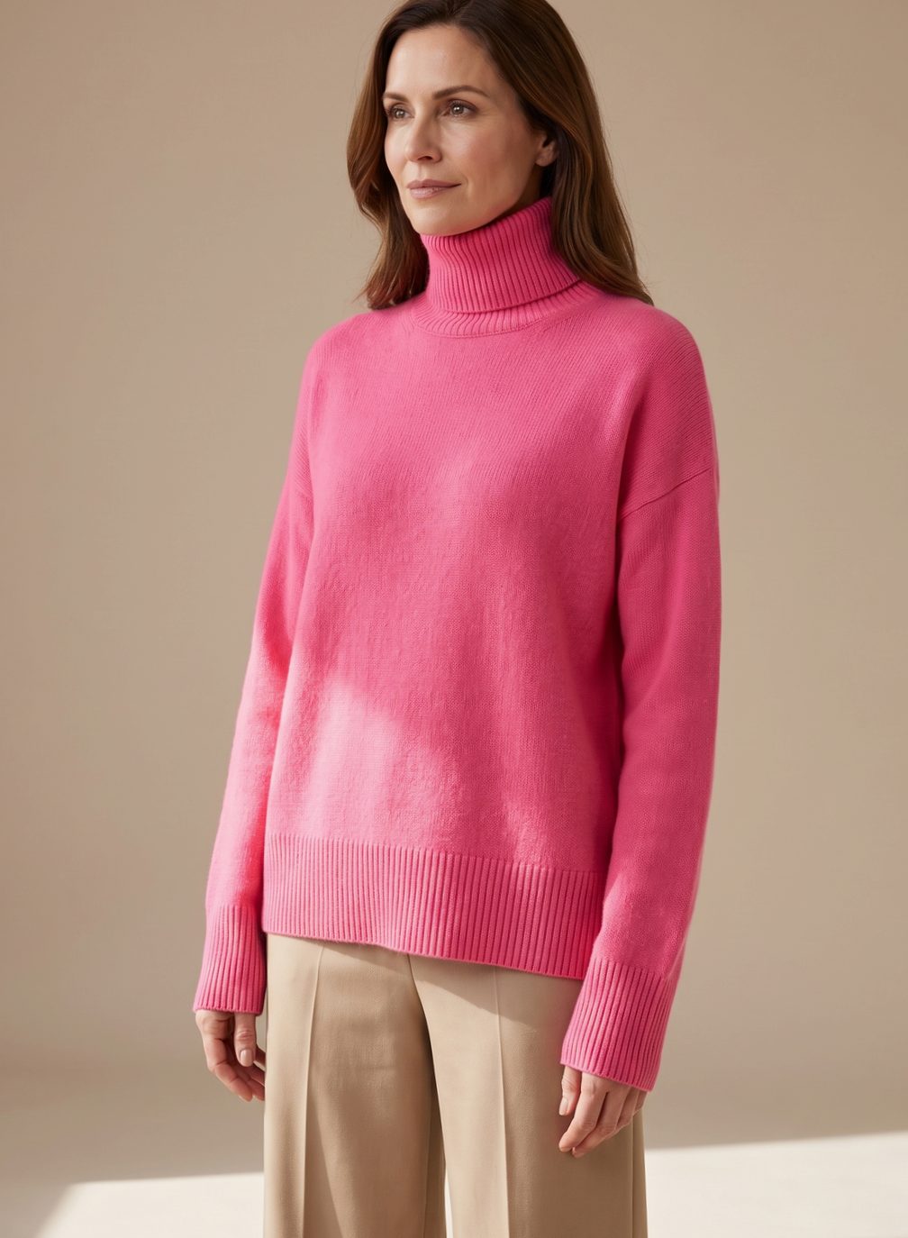 Women's Oversized Knit Turtleneck Pullover Sweater