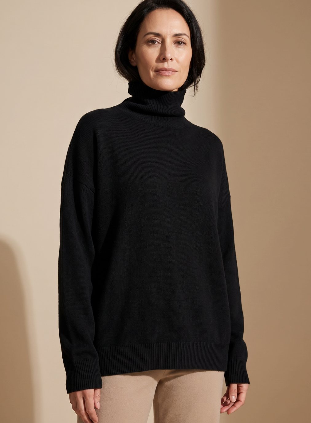 Women's Oversized Knit Turtleneck Pullover Sweater