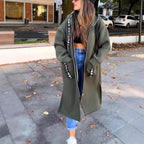 Women's Oversized Long Hooded Zip-Up Coat