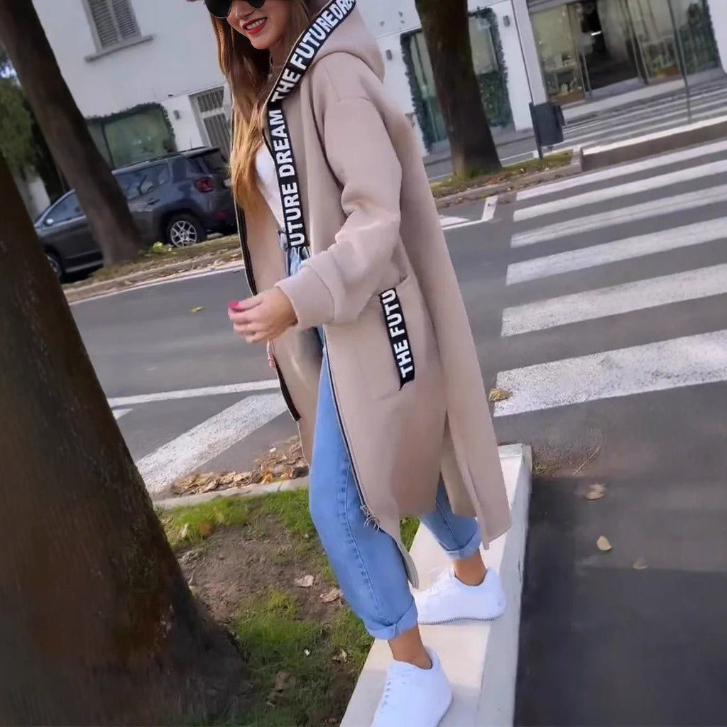 Women's Oversized Long Hooded Zip-Up Coat
