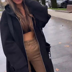 Women's Oversized Long Hooded Zip-Up Coat