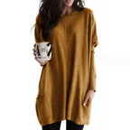Women's Oversized Long Sleeve Pocket Tunic Top