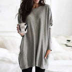 Women's Oversized Long Sleeve Pocket Tunic Top
