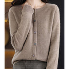 Women's Oversized Merino Wool Button-Front Knit Cardigan
