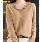 Women's Oversized Merino Wool Button-Front Knit Cardigan