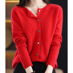 Women's Oversized Merino Wool Button-Front Knit Cardigan