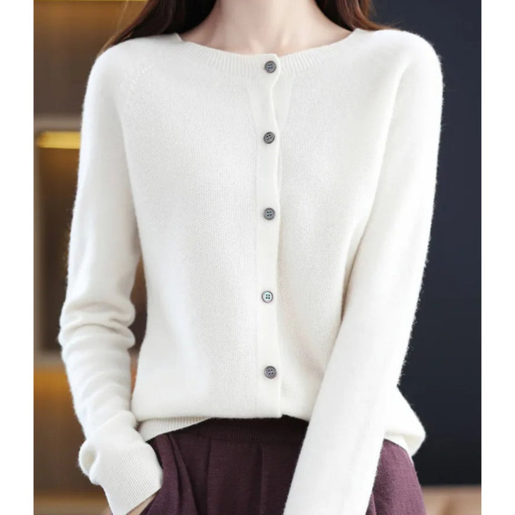 Women's Oversized Merino Wool Button-Front Knit Cardigan