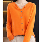Women's Oversized Merino Wool Button-Front Knit Cardigan