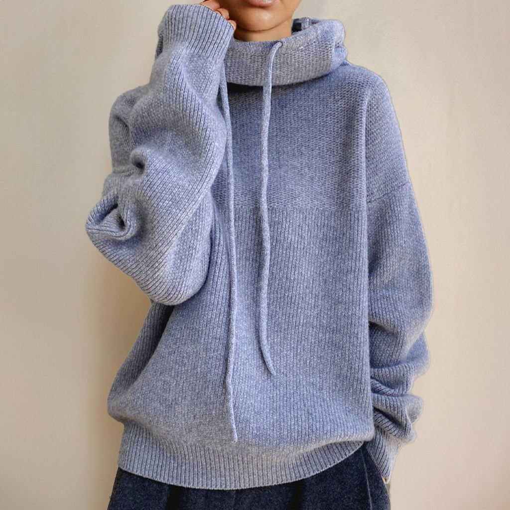 Women's Oversized Merino Wool Hooded Turtleneck Sweater