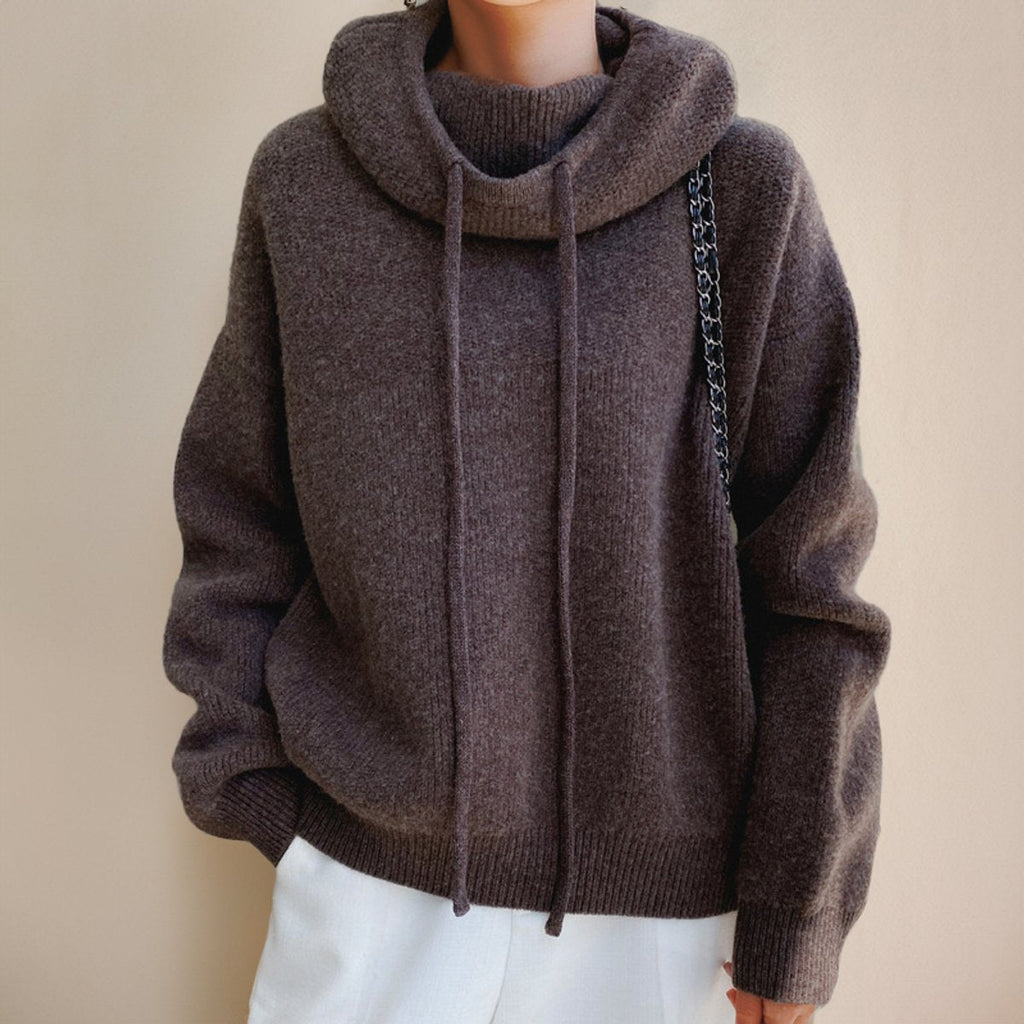 Women's Oversized Merino Wool Hooded Turtleneck Sweater