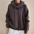 Women's Oversized Merino Wool Hooded Turtleneck Sweater